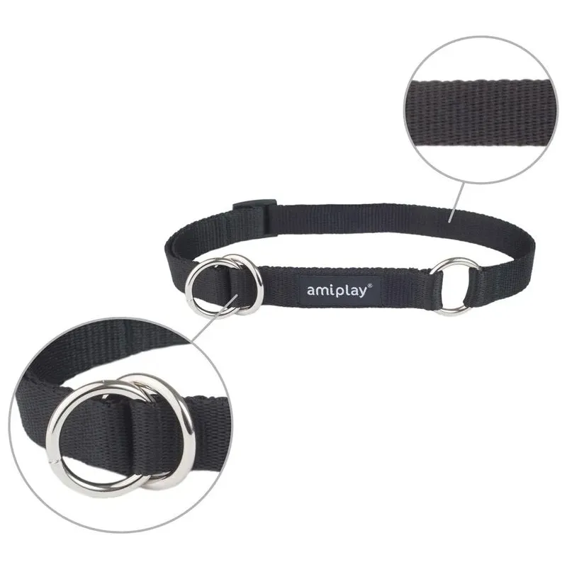 Kaklasiksna suņiem Amiplay Basic, melna krās., 350 - 500 mm x 20 mm, L