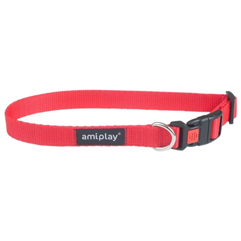 Šuns antkaklis AMIPLAY BASIC. raudonas. 250–400 mm. 15 mm