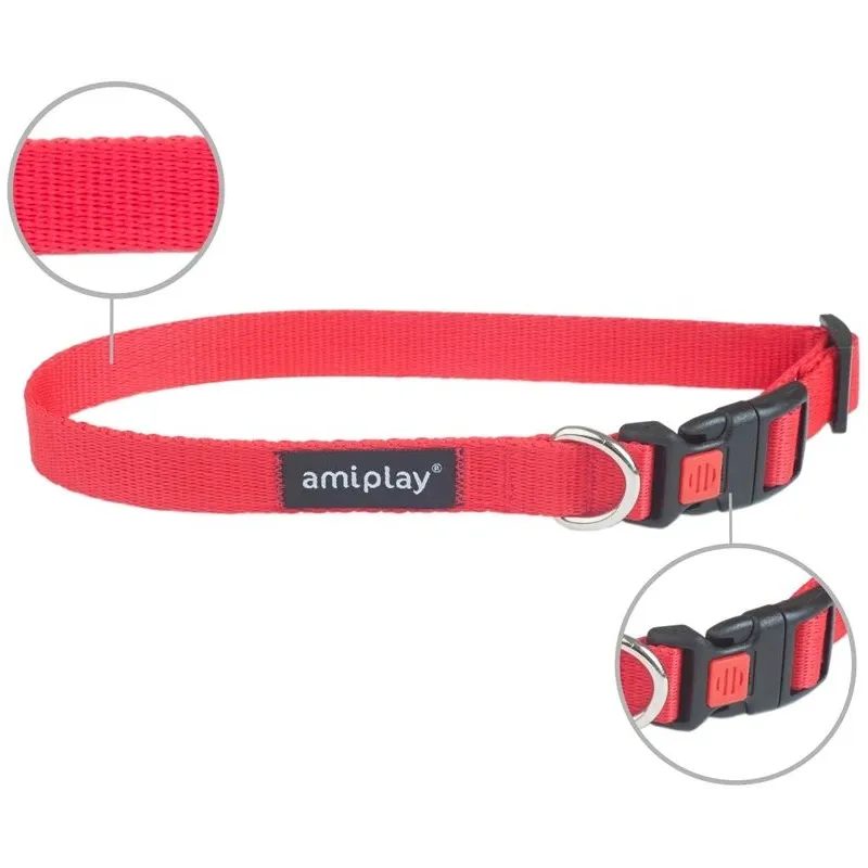 AMIPLAY BASIC Dog Collar, red, 350–500 mm, 20 mm
