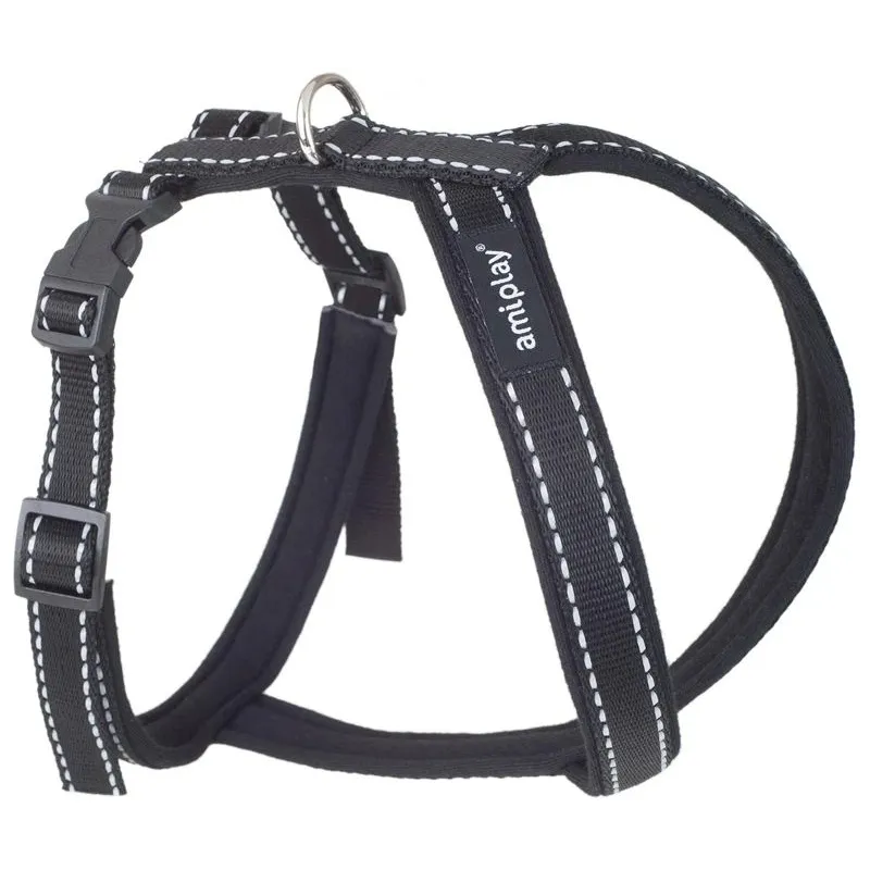 Regulējamas krūšu siksnas Amiplay Reflective, melna krās., 340 - 430 mm x 34 mm, 34-43