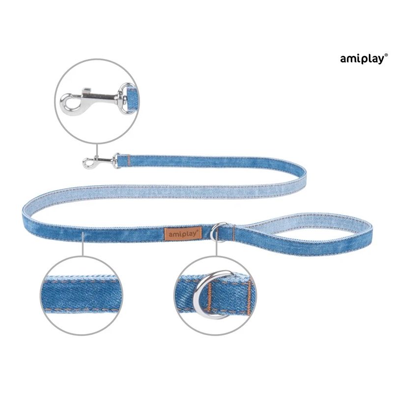 Leash for dogs denim s 140x1cm blue