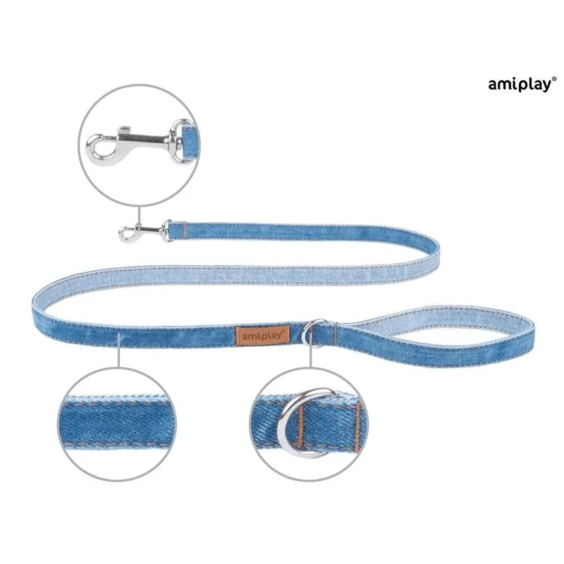 Leash for dogs denim s 140x1cm blue