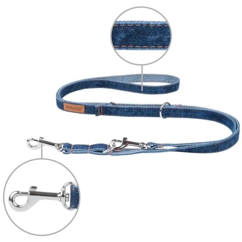 Regulējama siksna Amiplay Denim 124985, tumši zila, 1-2m x 1cm