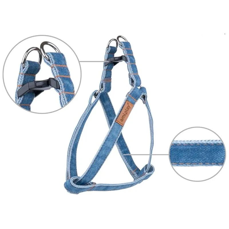 Regulējamas krūšu siksnas Amiplay Denim, zila krās., 300 - 550 mm x 15 mm, 30-55