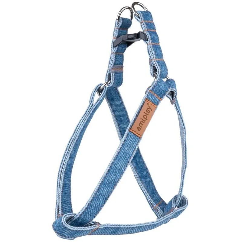 Regulējamas krūšu siksnas Amiplay Denim, zila krās., 300 - 550 mm x 15 mm, 30-55