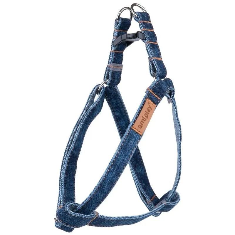 Regulējamas krūšu siksnas Amiplay Denim, tumši zila, 300 - 550 mm x 15 mm, 30-55