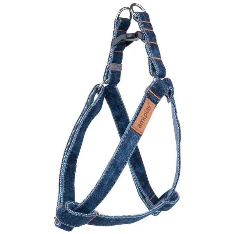 Regulējamas krūšu siksnas Amiplay Denim, tumši zila, 400 - 750 mm x 20 mm, 40-75