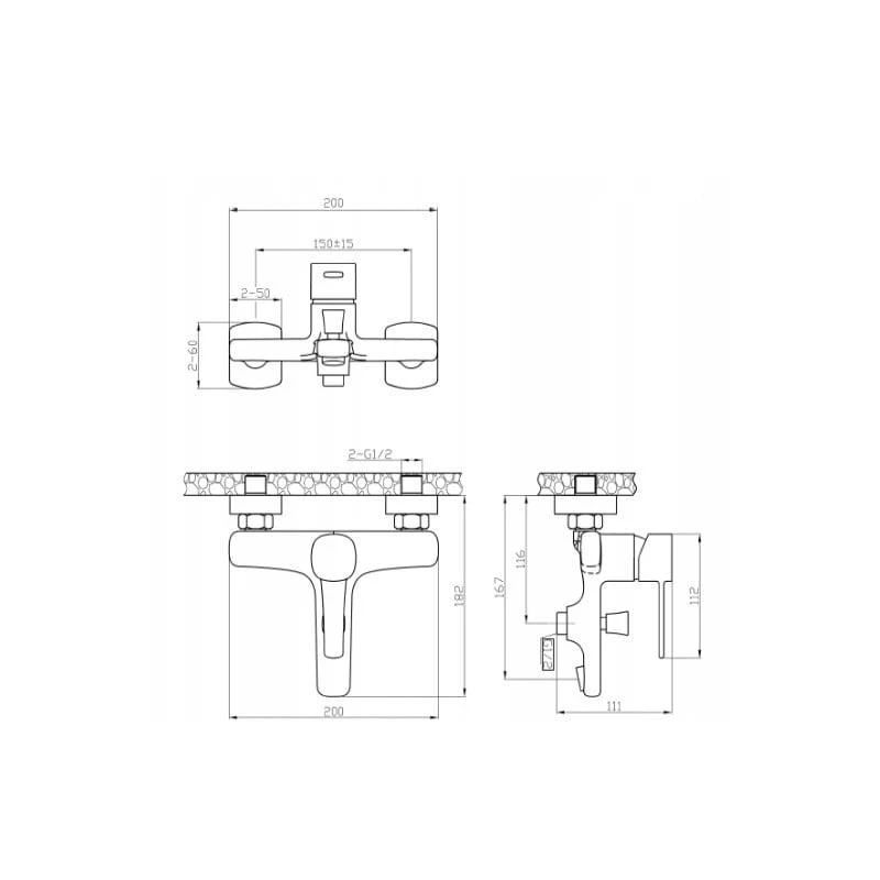 Bath mixer glamour invena trend black