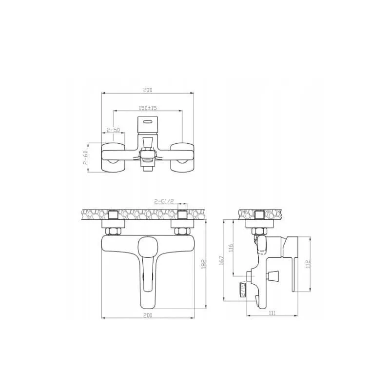 Vannas jaucējkrāns Invena Invena, melna krās.-hroma krās.