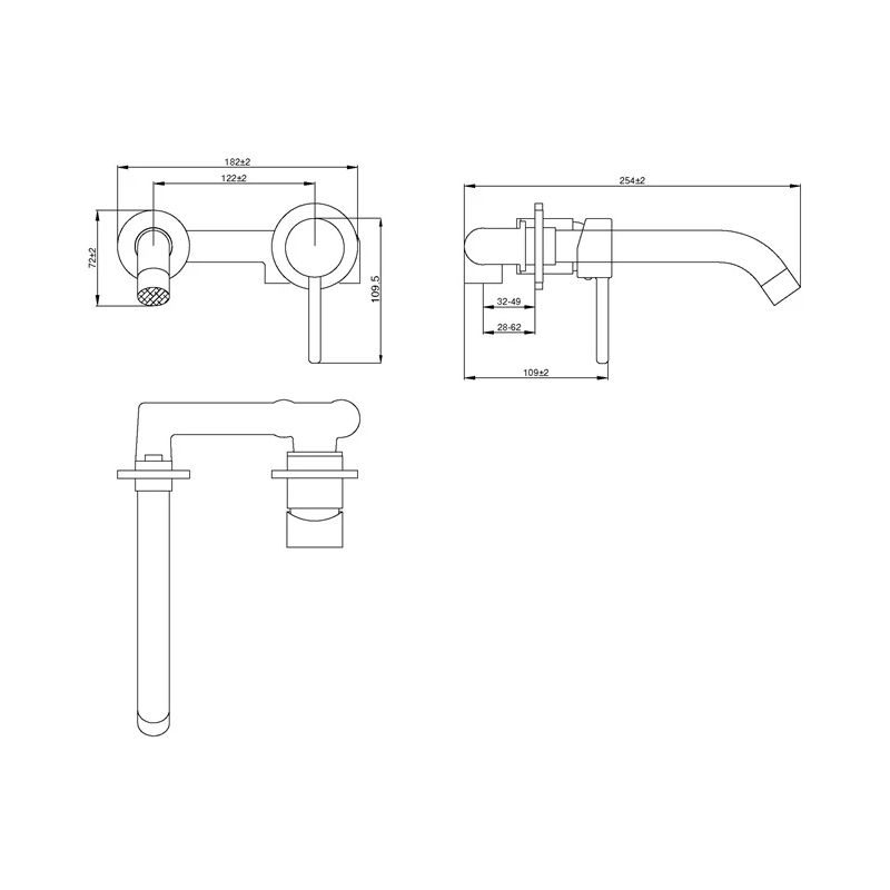 In-wall washbasin mixer dafni. black