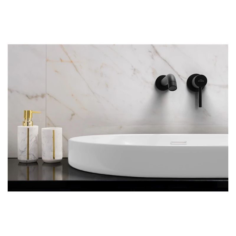 In-wall washbasin mixer dafni. black