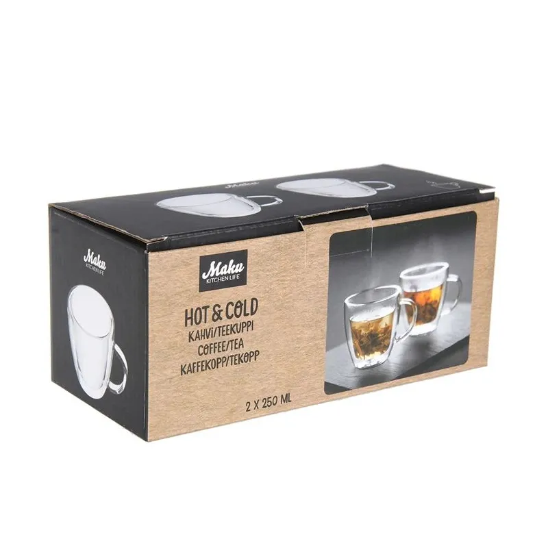 Dubultā stikla krūzes komplekts Maku, caurspīdīga krās., 0.25 l