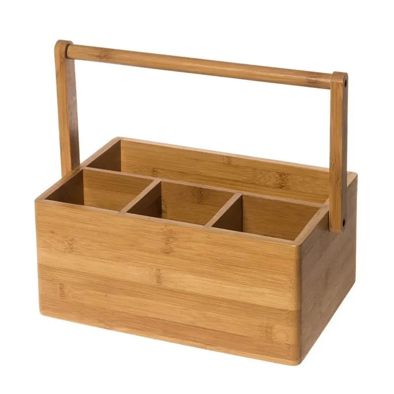 Galda piederumu organizatori Maku, 21.5 cm x 29.5 cm x 25.5 cm, bambuss, brūna