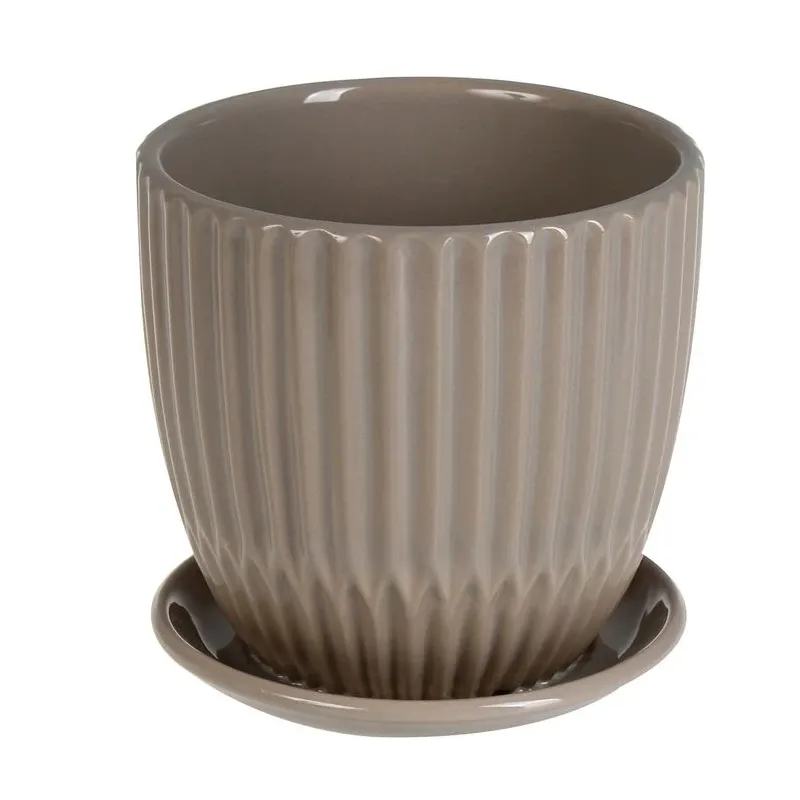 Puķu pods 4Living Curly 029447, keramika, gaiši brūna