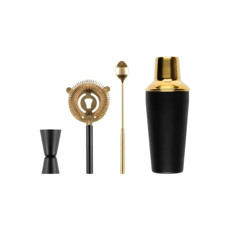 Bārmeņa komplekts kokteiļiem Maku, zelta krās.-melna krās., 4 gab.