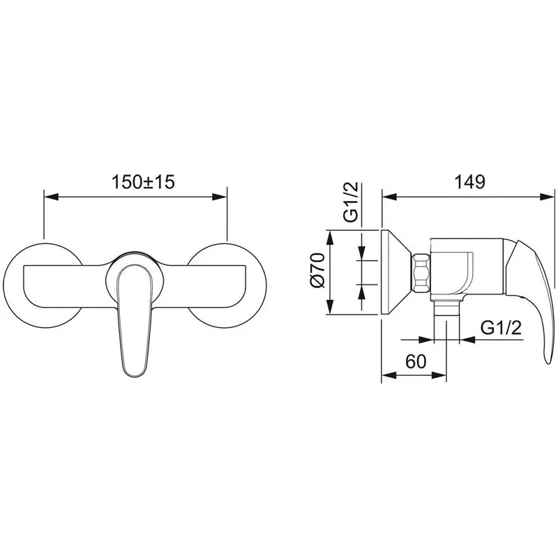 Dušas jaucējkrāns Oras Polara 1470Y, hroma krās.