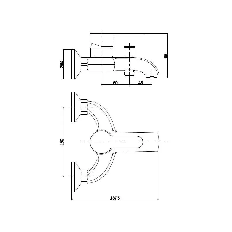 Vannas maisītājs ar dušas komplektu Thema Lux Sun DF3005, hroma krās.