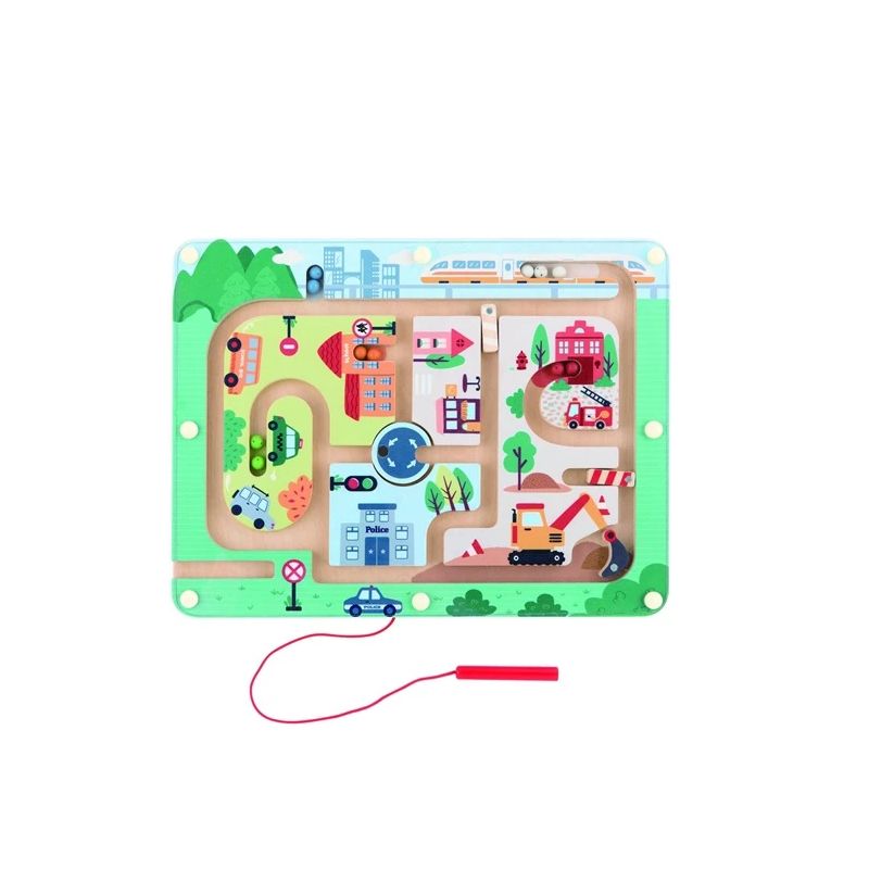 Wooden game fun traffic magnetic maze
