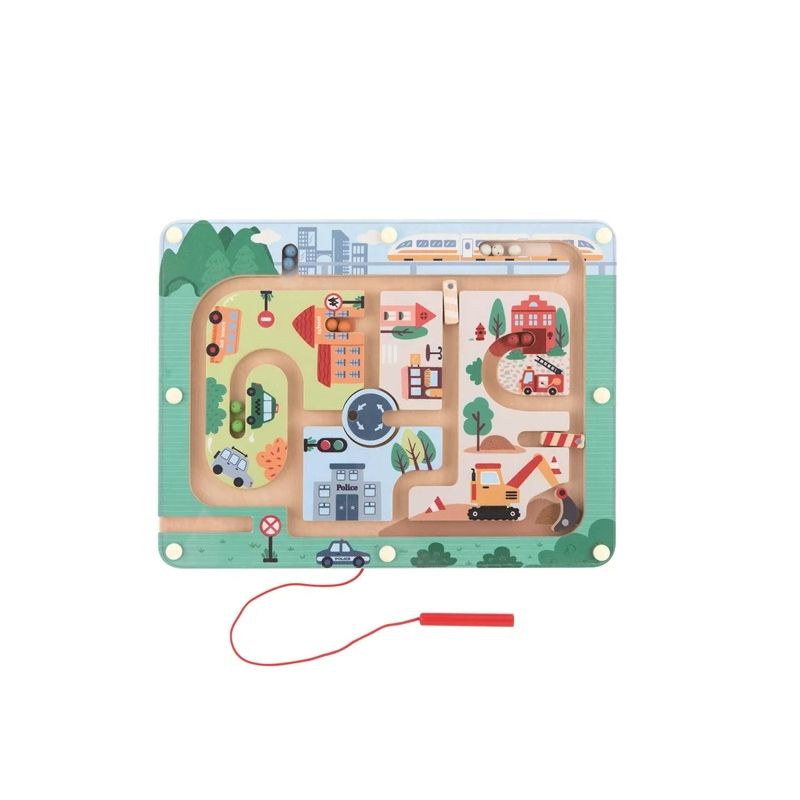Wooden game fun traffic magnetic maze