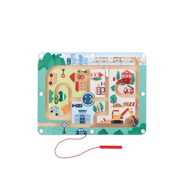 Wooden game fun traffic magnetic maze