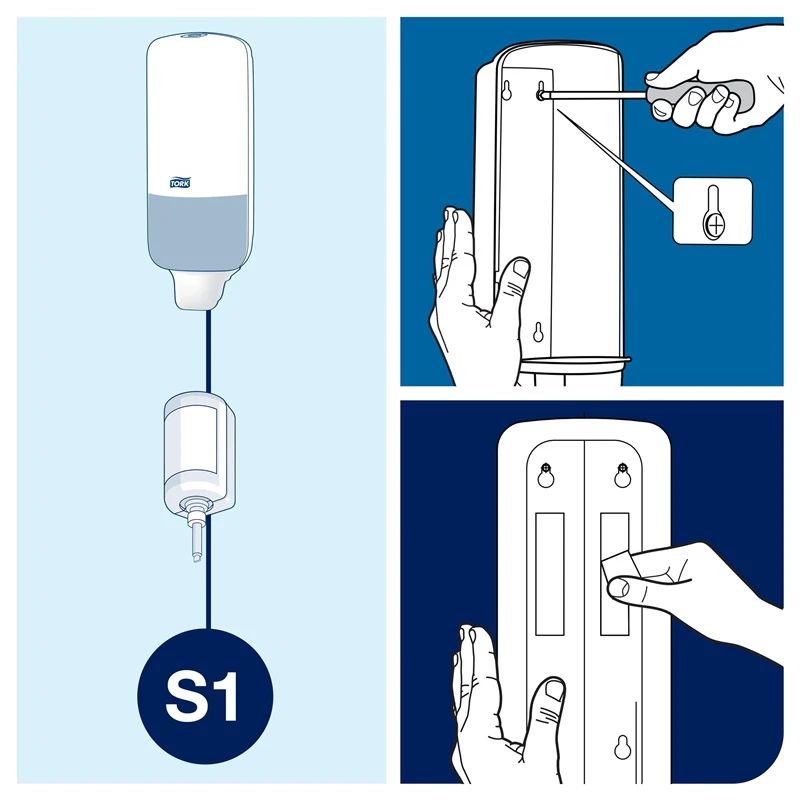 Sienas šķidrās ziepes dozators TORK 560000. 1 l. balts