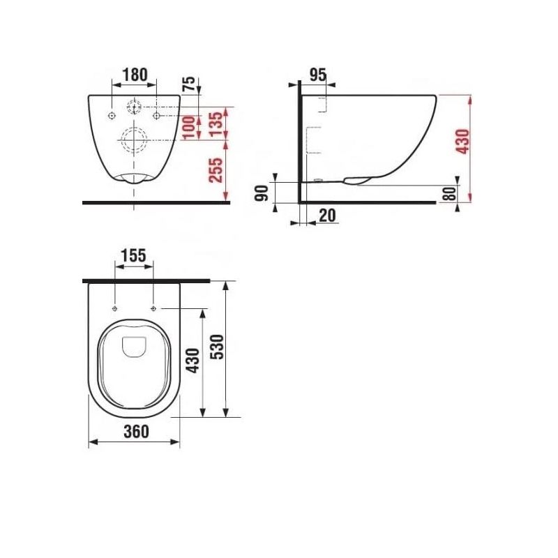 Pakabinamasis unitazas JIKA MIO-N RIMLESS. 360×530 mm