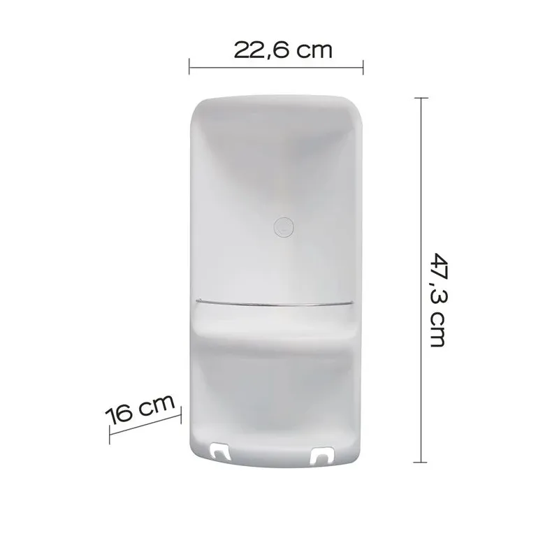 Dušas plaukts Gedy, 22.6 cm x 47.3 cm x 16 cm, balta krās.