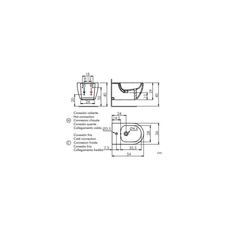 Bidē arc pakarināms balts