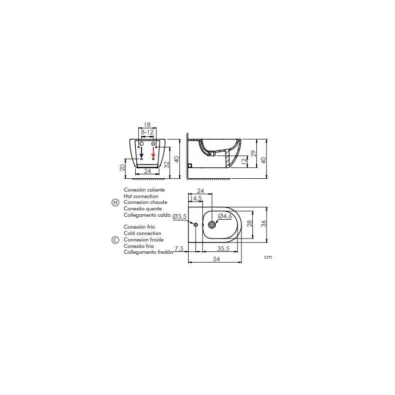 Bidė Masterjero Arc, 360 mm x 290 mm x 290 mm, balta sp.