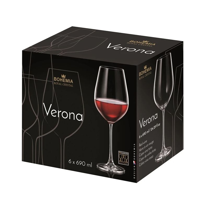 Vīna glāzes BOHEMIA ROYAL CRYSTAL VERONA. 690 ml. 6 gab.