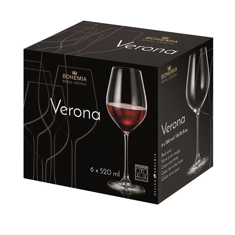 Vīna glāzes BOHEMIA ROYAL CRYSTAL VERONA. 520 ml. 6 gab.