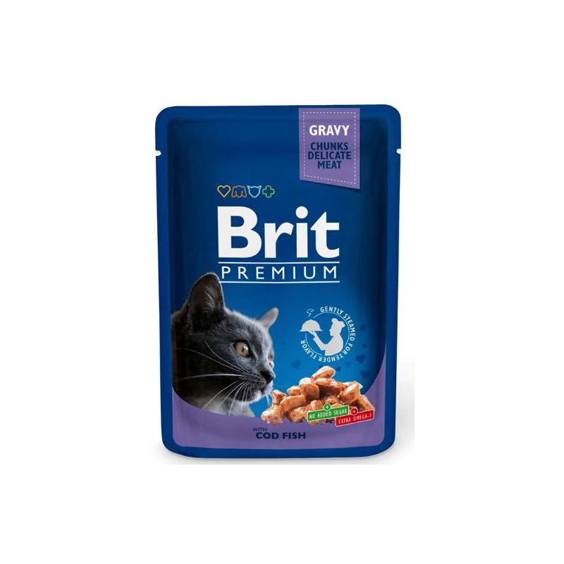 Barība kaķiem Brit ar mencu, 100 g