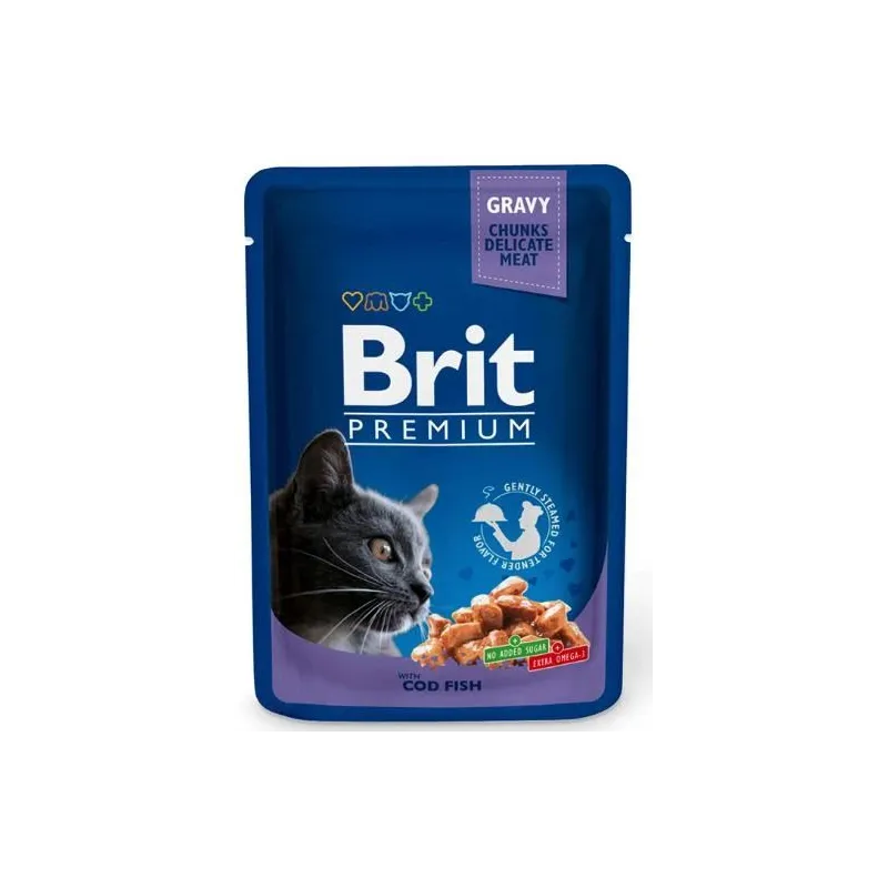 Mitrā kaķu barība Brit Premium Cod Fish, zivs, 0.1 kg