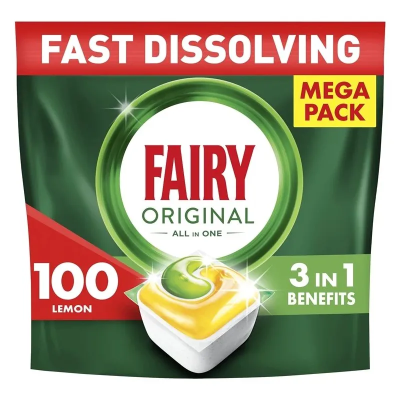 Trauku mazgājamās mašīnas kapsulas Fairy All in One Lemon, 100 gab.