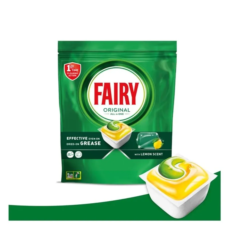 Trauku mazgājamās mašīnas kapsulas Fairy All in One Lemon, 100 gab.