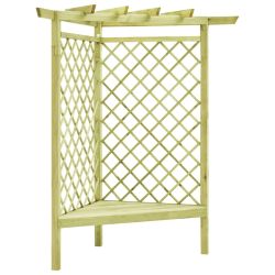 vidaXL stūra pergola ar sēdekli, 130x130x197 cm, impregnēta priede
