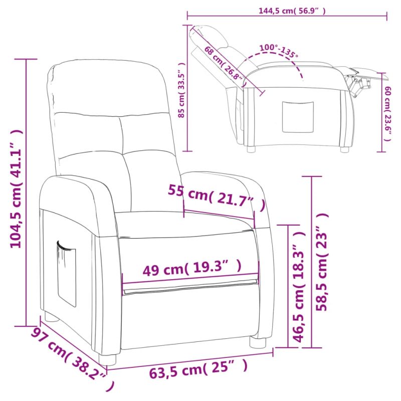 vidaXL atpūtas krēsls, atgāžams, pelēkbrūns audums
