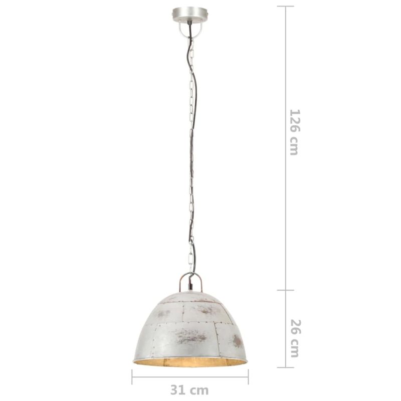 vidaXL griestu lampa, industriāls dizains, sudrabaina, 25 W, 31cm, E27