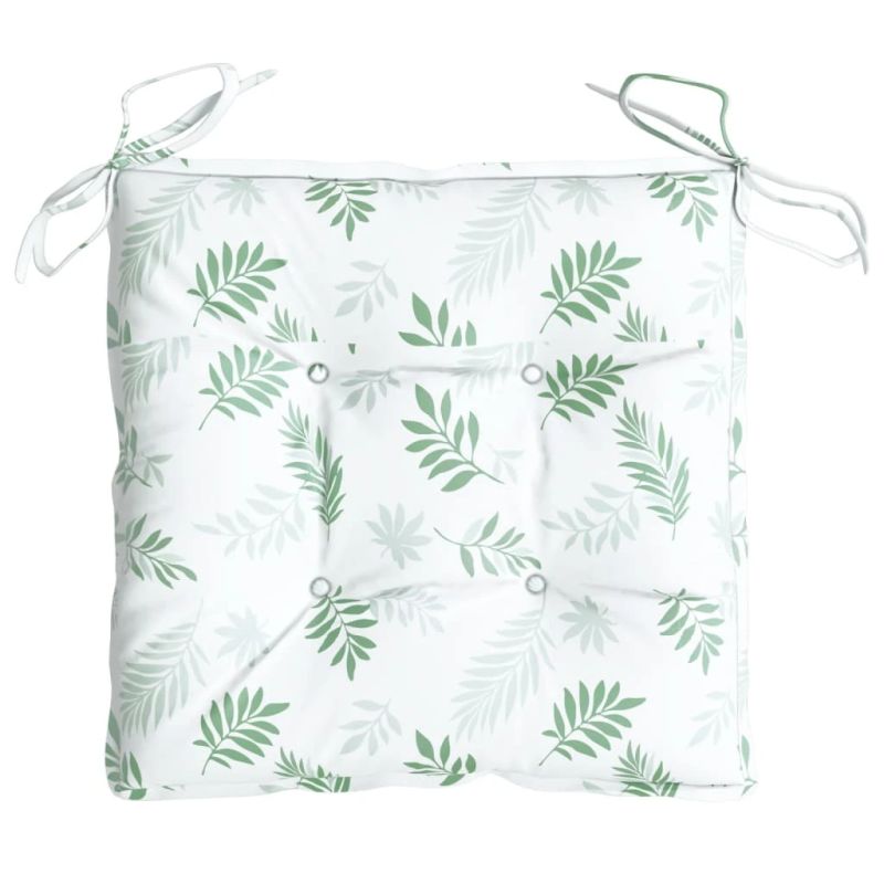 vidaXL dārza krēslu matrači, 2 gab., 40x40x7 cm, audums, lapu apdruka