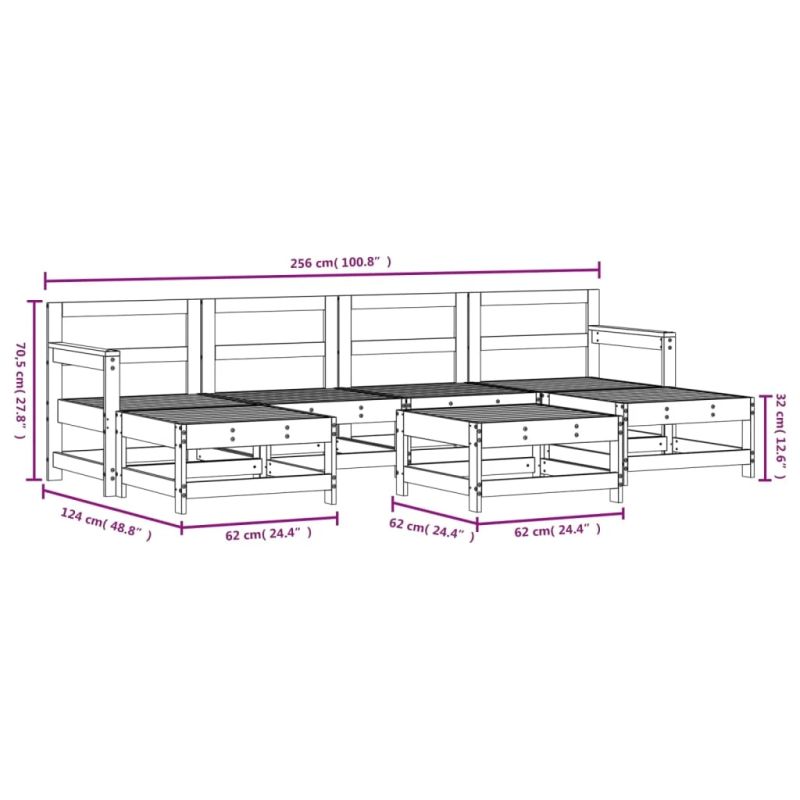 vidaXL 7-daļīgs dārza mēbeļu komplekts, impregnēts priedes koks