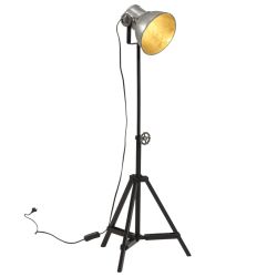 vidaXL grīdas lampa 25 W, vintāžas, sudraba krāsa, 35x35x65-95 cm, E27