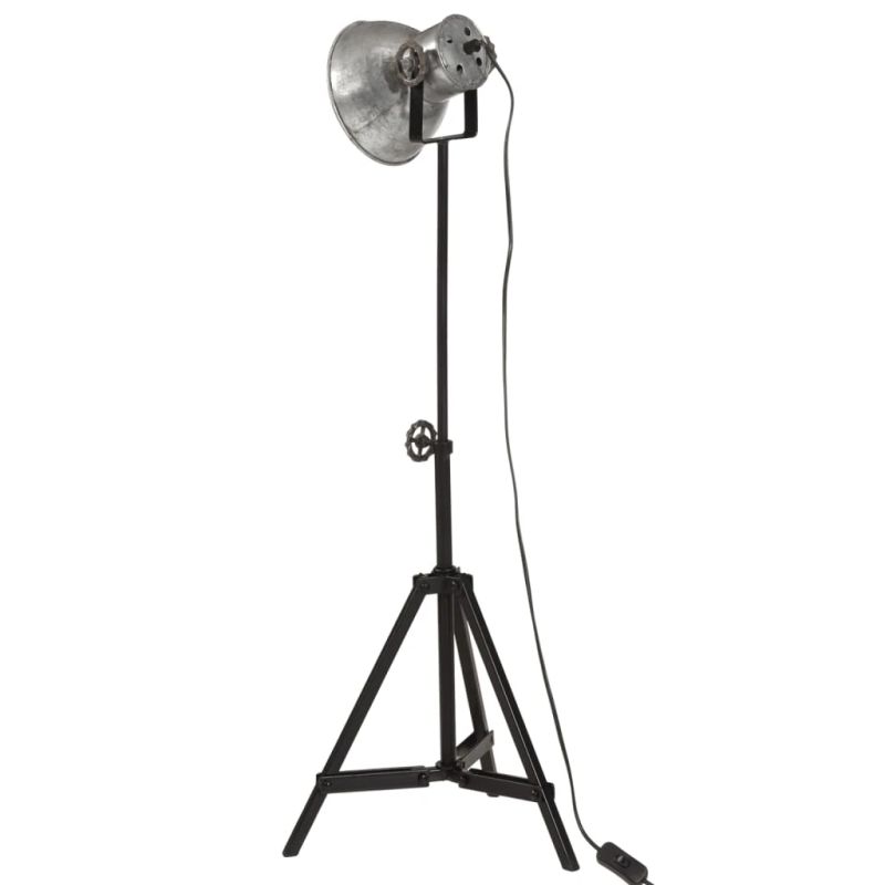 vidaXL grīdas lampa 25 W, vintāžas, sudraba krāsa, 35x35x65-95 cm, E27