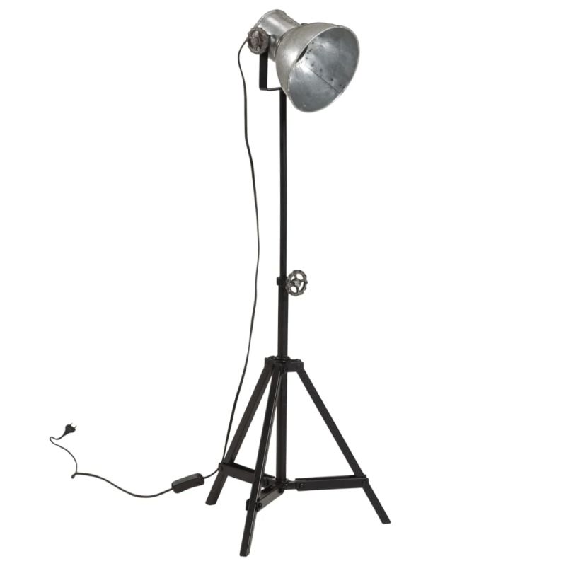 vidaXL grīdas lampa 25 W, vintāžas, sudraba krāsa, 35x35x65-95 cm, E27