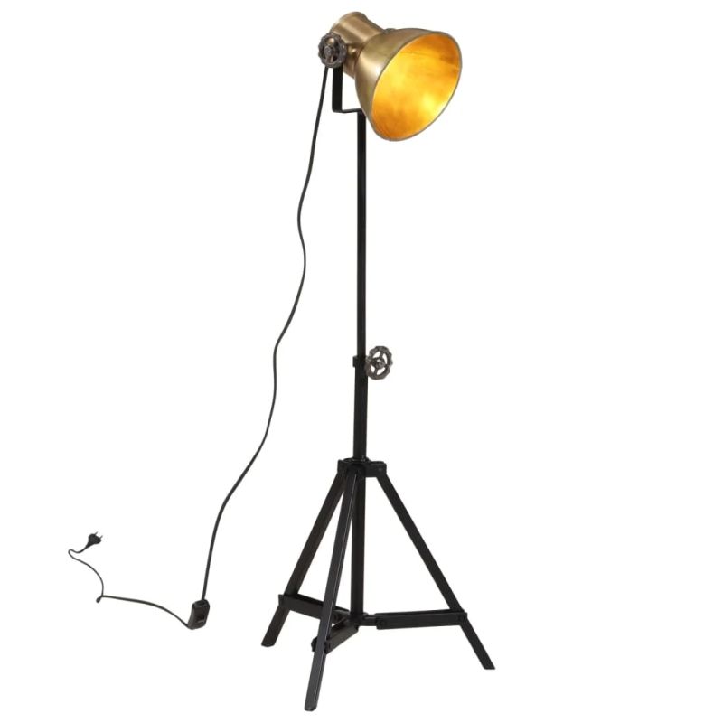 vidaXL grīdas lampa, 25 W, antīka misiņa krāsa, 35x35x65-95 cm, E27