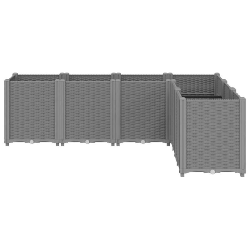 vidaXL dārza puķu kaste, gaiši pelēka, 160x120x53 cm, PP