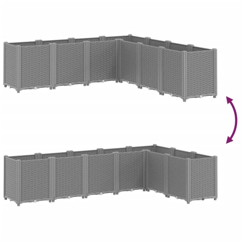 vidaXL dārza puķu kaste, gaiši pelēka, 160x160x53 cm, PP