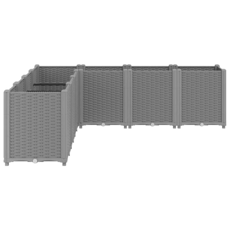 vidaXL dārza puķu kaste, gaiši pelēka, 160x160x53 cm, PP