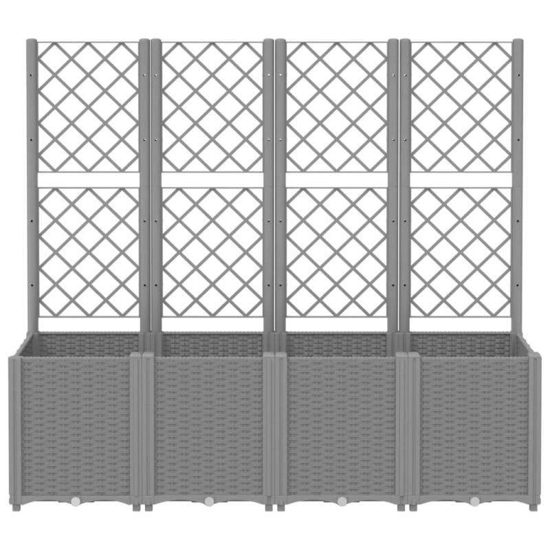 vidaXL dārza puķu kaste ar špaleru, gaiši pelēka, 160x40x140 cm, PP