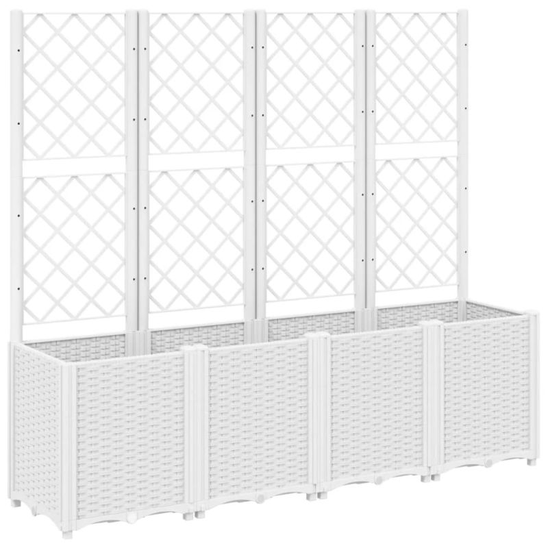 vidaXL dārza puķu kaste ar špaleru, balta, 160x40x140 cm, PP