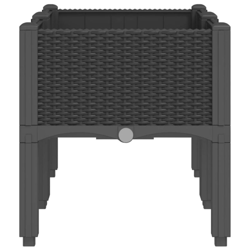 vidaXL dārza puķu kaste ar kājām, melna, 80x40x42 cm, PP